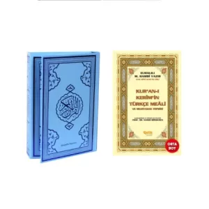 Kuranı Kerim Bilgisayar Hattı 4 Renkli Mavi Orta Boy-Kuranı Kerim Elmalılı Metinsiz Meal 2'li Set