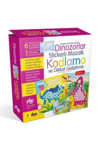 Dinozorlar Stickerlı Yapışkanlı Çıkartma Mozaik Kodlama ve Dikkat Geliştirme Oyun Seti