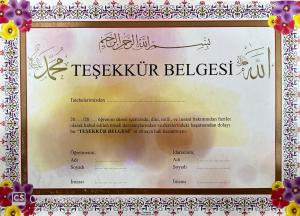 Teşekkür Belgesi