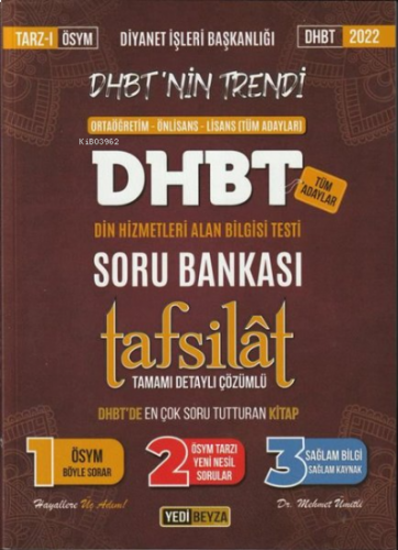 2022 DHBT Tafsilat Tamamı Çözümlü Soru Bankası