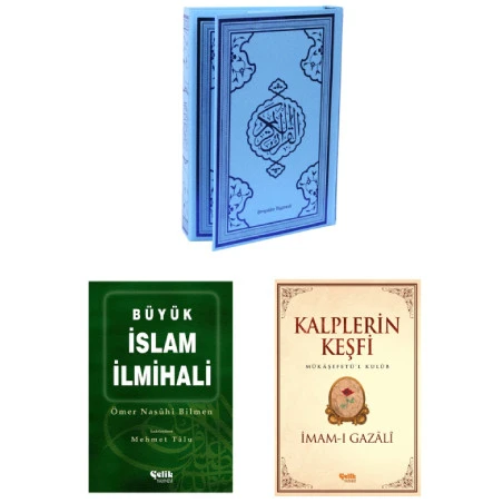 Kur'an-ı Kerim Bilgisayar Hattı 4 Renkli Mavi Sert Kapak-İslam İlmihal