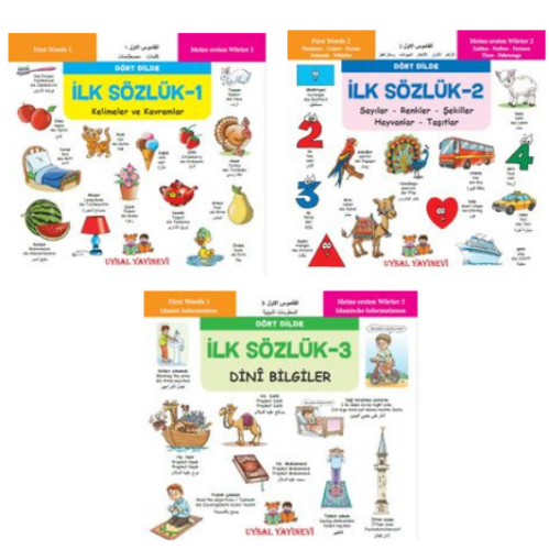 Minikler İçin Dört Dilde Resimli İlk Sözlük Seti (3 Kitap)