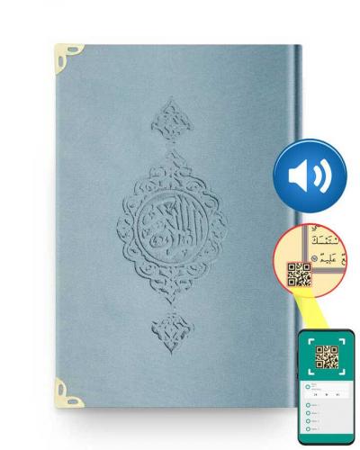 Çanta Boy Kadife Kur'an-ı Kerim (Mavi, Yaldızlı, Mühürlü)
