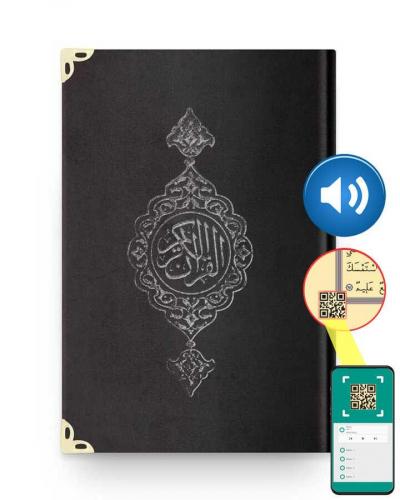 Çanta Boy Kadife Kur'an-ı Kerim (Siyah, Yaldızlı, Mühürlü)