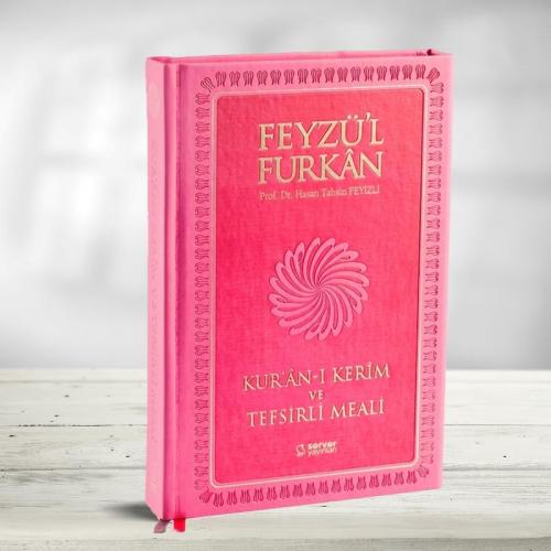 Feyzü'l Furkan Kur'ân-ı Kerîm ve Tefsirli Meali (Büyük Boy - Mushaf ve Meal - Mıklepli Ciltli) Pembe