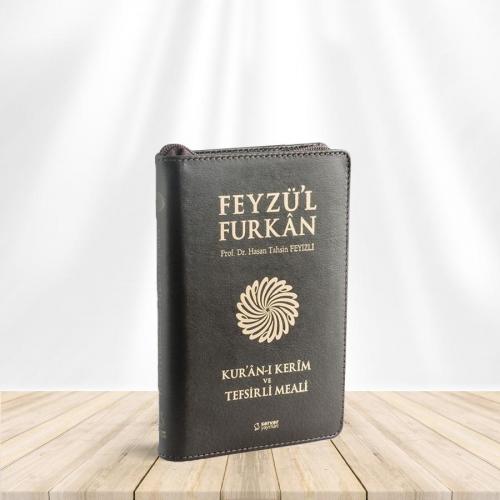 Feyzü'l Furkan Kur'an-ı Kerim ve Tefsirli Meali (Cep Boy - Fermuarlı) Deri Ciltli