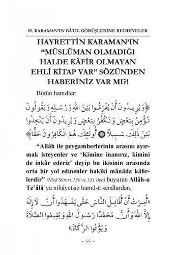 Hayrettin Karamanın Batıl Görüşlerine Reddiyeler