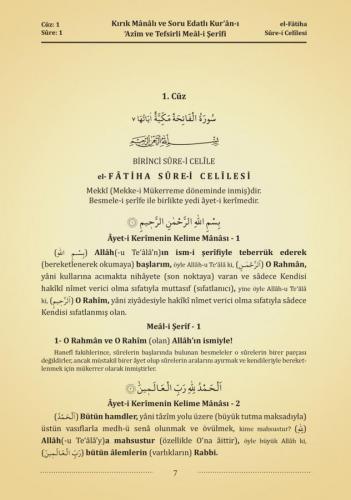 Kuranı Azim ve Soru Edatlı Kelime Manası 1. Cilt