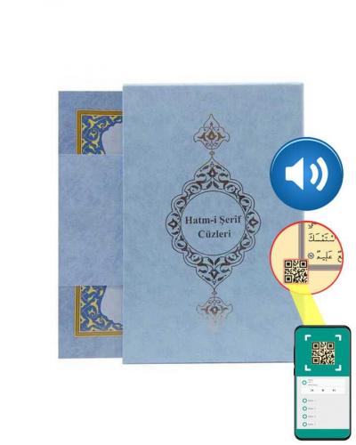 Orta Boy 30 Cüz Kur'an-ı Kerim (Mavi, Karton Ciltli, Kutulu)