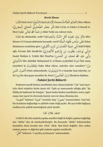 Tahaviyye Şerhi Baberti Tercümesi Kırık Manalı İzahlı
