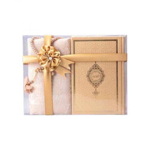 Termo Deri Hafız Boy Kuran-ı Kerim, Tesbih, Seccade Altın Set