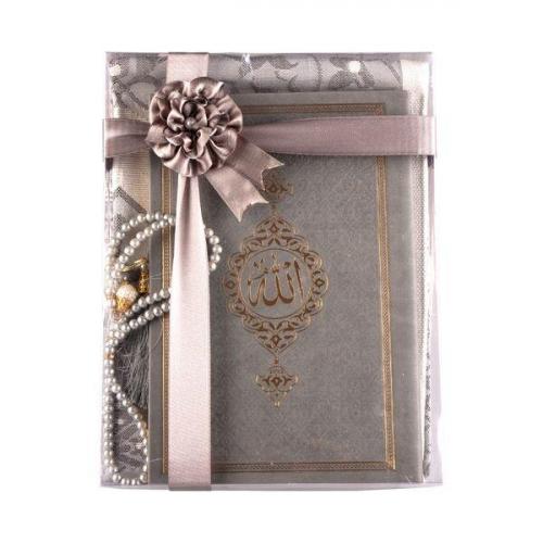 Termo Deri Orta Boy Yasin, Tesbih, Seccade Gri Set