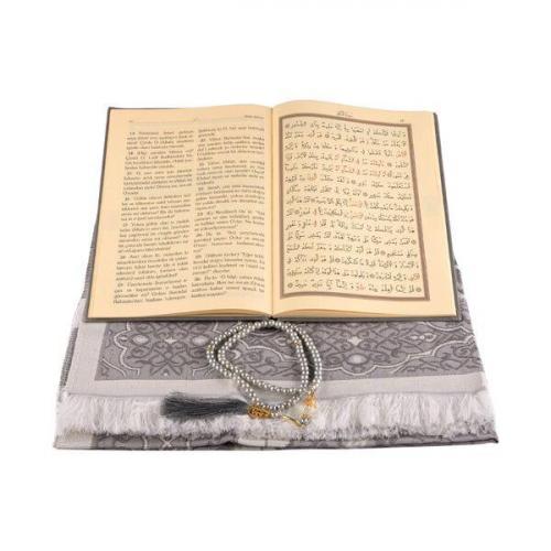 Termo Deri Orta Boy Yasin, Tesbih, Seccade Gri Set