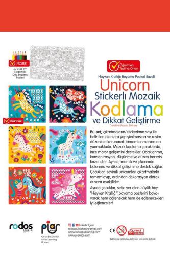 Unicorn Stickerlı Mozaik Kodlama ve Dikkat Geliştirme Oyun Seti