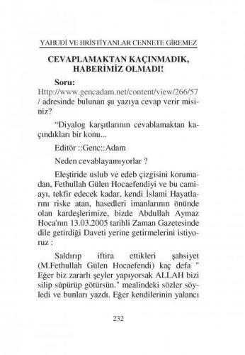 Yahudi Ve Hristiyanlar Cennete Girecek Diyenler Cennete Giremez